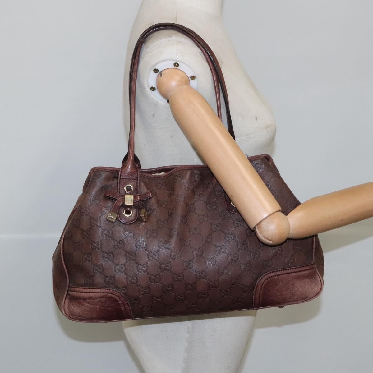 GUCCI GG Canvas Guccissima Tote Bag Brown 163805 Auth 103042