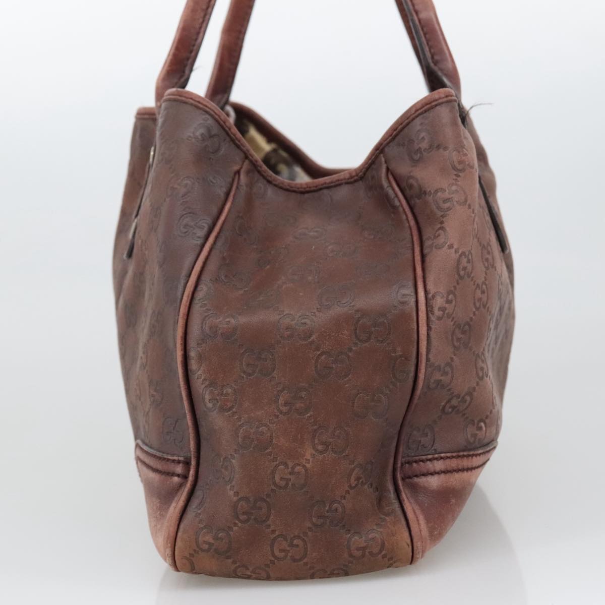 GUCCI GG Canvas Guccissima Tote Bag Brown 163805 Auth 103042