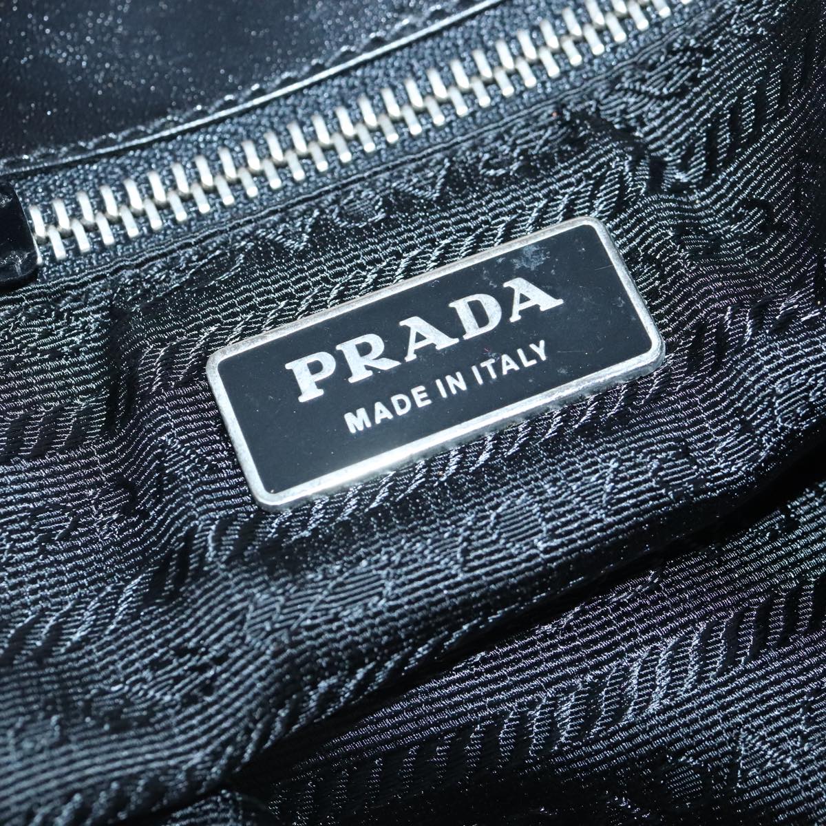 PRADA Chain Tote Bag Nylon Black Auth 103047