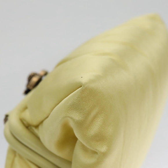 CHANEL Purse Party Bag Satin Yellow CC Auth 103080AV