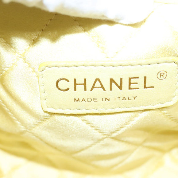 CHANEL Purse Party Bag Satin Yellow CC Auth 103080AV