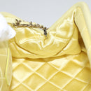 CHANEL Purse Party Bag Satin Yellow CC Auth 103080AV-21