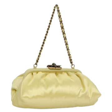 CHANEL Purse Party Bag Satin Yellow CC Auth 103080AV