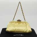 CHANEL Purse Party Bag Satin Yellow CC Auth 103080AV-12