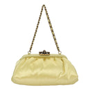 CHANEL Purse Party Bag Satin Yellow CC Auth 103080AV-13