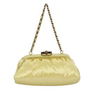 CHANEL Purse Party Bag Satin Yellow CC Auth 103080AV-2