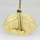 CHANEL Purse Party Bag Satin Yellow CC Auth 103080AV-4