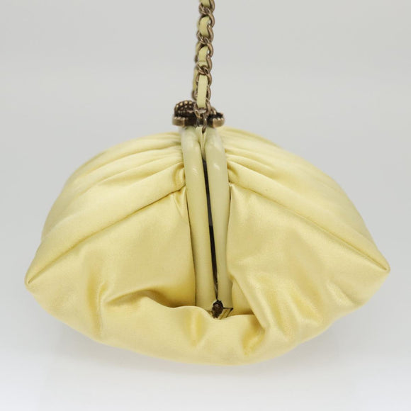 CHANEL Purse Party Bag Satin Yellow CC Auth 103080AV