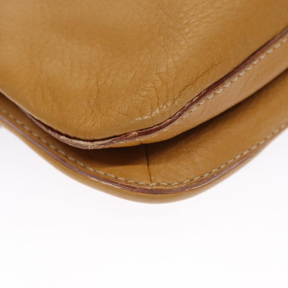 PRADA Chain Shoulder Bag Leather Beige Silver Auth 103084V