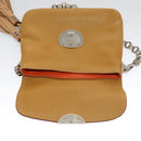 PRADA Chain Shoulder Bag Leather Beige Silver Auth 103084V-20