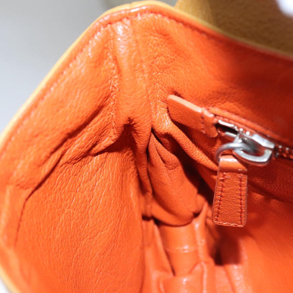 PRADA Chain Shoulder Bag Leather Beige Silver Auth 103084V