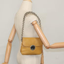 PRADA Chain Shoulder Bag Leather Beige Silver Auth 103084V-26