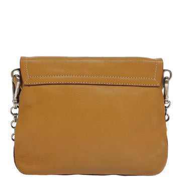 PRADA Chain Shoulder Bag Leather Beige Silver Auth 103084V - 0