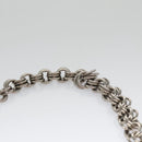 PRADA Chain Shoulder Bag Leather Beige Silver Auth 103084V-14