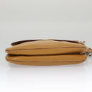 PRADA Chain Shoulder Bag Leather Beige Silver Auth 103084V-5