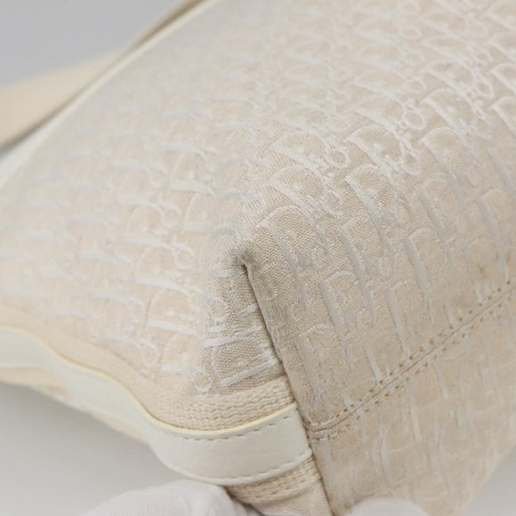 Christian Dior Trotter Canvas Shoulder Bag White Auth 103087V