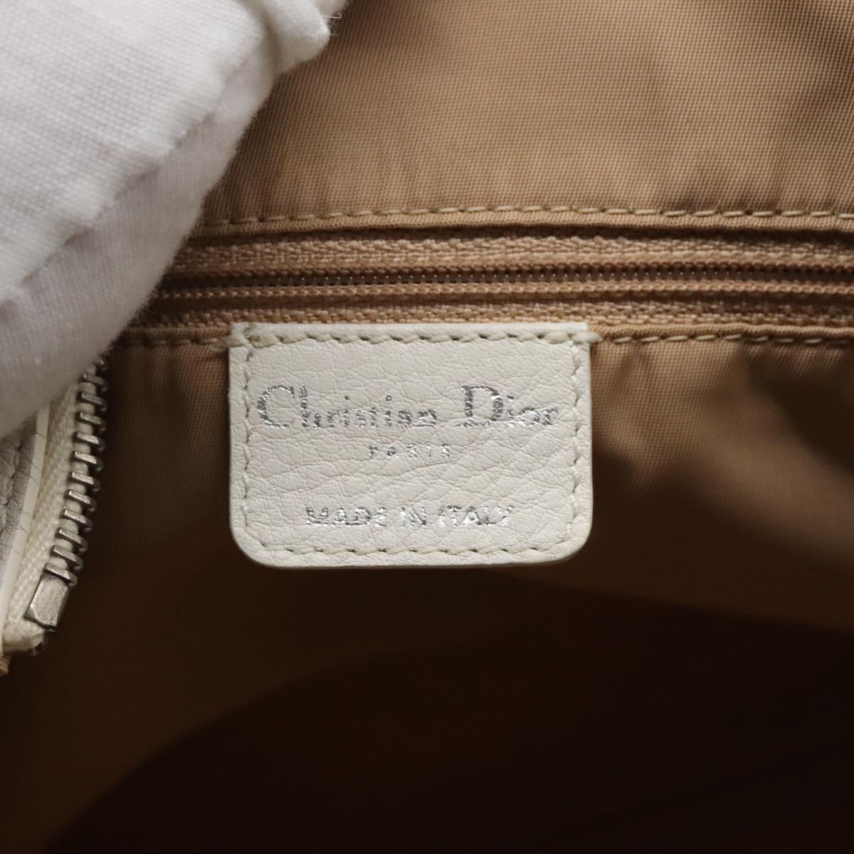 Christian Dior Trotter Canvas Shoulder Bag White Auth 103087