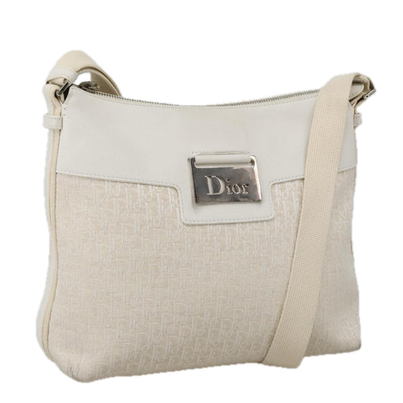 Christian Dior Trotter Canvas Shoulder Bag White Auth 103087V