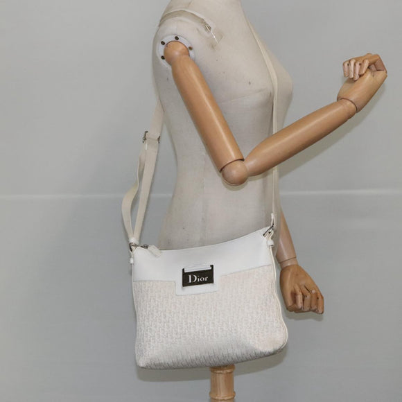 Christian Dior Trotter Canvas Shoulder Bag White Auth 103087V