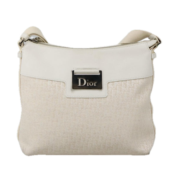 Christian Dior Trotter Canvas Shoulder Bag White Auth 103087V