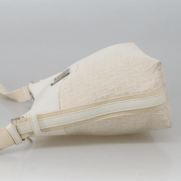 Christian Dior Trotter Canvas Shoulder Bag White Auth 103087V