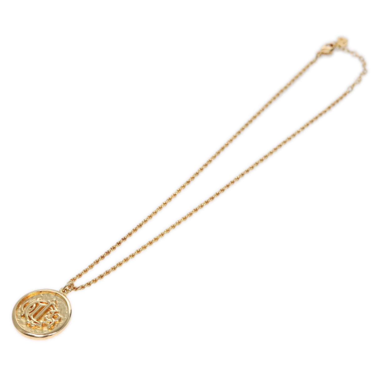 Christian Dior Coin Motif Necklace metal Gold Auth 103090