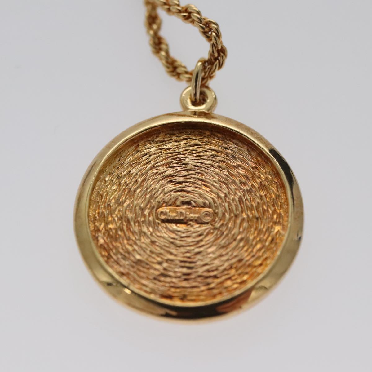 Christian Dior Coin Motif Necklace metal Gold Auth 103090