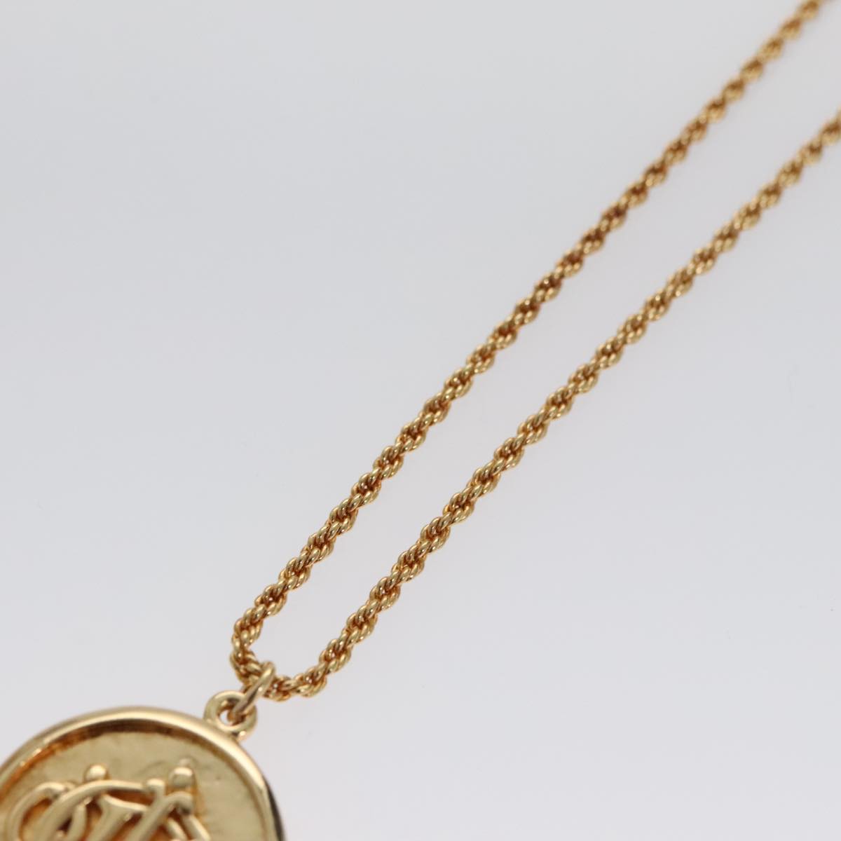 Christian Dior Coin Motif Necklace metal Gold Auth 103090