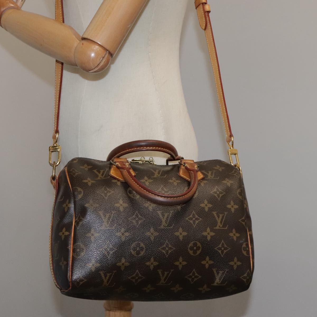 LOUIS VUITTON Monogram Speedy Bandouliere 25 Hand Bag 2way M45948 LV Auth 103117