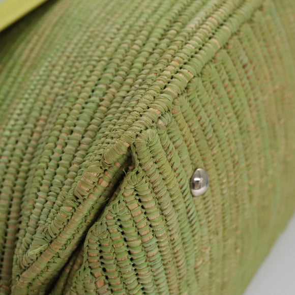 Salvatore Ferragamo Sofia Gancini Hand Bag Straw Leather 2way Green Auth 103207V