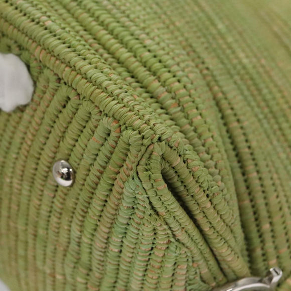 Salvatore Ferragamo Sofia Gancini Hand Bag Straw Leather 2way Green Auth 103207V