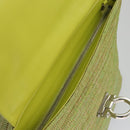 Salvatore Ferragamo Sofia Gancini Hand Bag Straw Leather 2way Green Auth 103207V-9