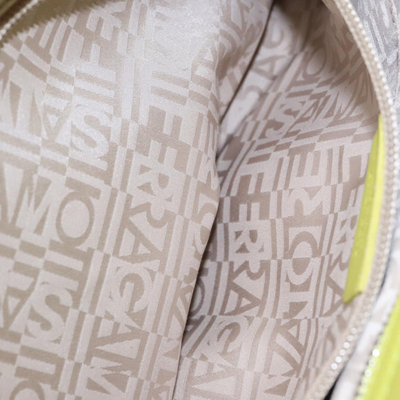 Salvatore Ferragamo Sofia Gancini Hand Bag Straw Leather 2way Green Auth 103207V