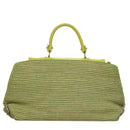 Salvatore Ferragamo Sofia Gancini Hand Bag Straw Leather 2way Green Auth 103207V-2