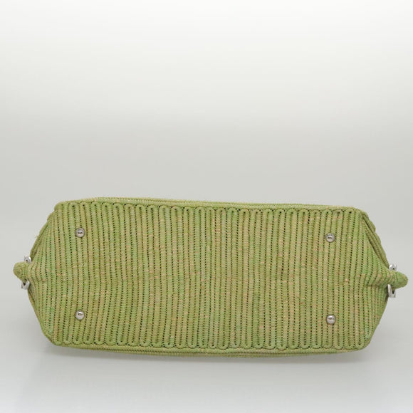 Salvatore Ferragamo Sofia Gancini Hand Bag Straw Leather 2way Green Auth 103207V