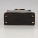 Salvatore Ferragamo Gancini Hand Bag Leather 2way Dark Brown Gold Auth 103214-5