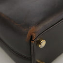 Salvatore Ferragamo Gancini Hand Bag Leather 2way Dark Brown Gold Auth 103214-9
