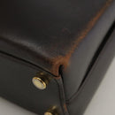 Salvatore Ferragamo Gancini Hand Bag Leather 2way Dark Brown Gold Auth 103214-15