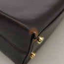 Salvatore Ferragamo Gancini Hand Bag Leather 2way Dark Brown Gold Auth 103214-16