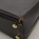 Salvatore Ferragamo Gancini Hand Bag Leather 2way Dark Brown Gold Auth 103214-17