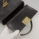 Salvatore Ferragamo Gancini Hand Bag Leather 2way Dark Brown Gold Auth 103214-19