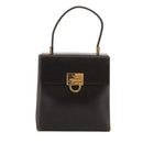 Salvatore Ferragamo Gancini Hand Bag Leather 2way Dark Brown Gold Auth 103214-13