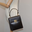 Salvatore Ferragamo Gancini Hand Bag Leather 2way Dark Brown Gold Auth 103214-28