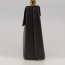 Salvatore Ferragamo Gancini Hand Bag Leather 2way Dark Brown Gold Auth 103214-3