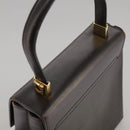 Salvatore Ferragamo Gancini Hand Bag Leather 2way Dark Brown Gold Auth 103214-6