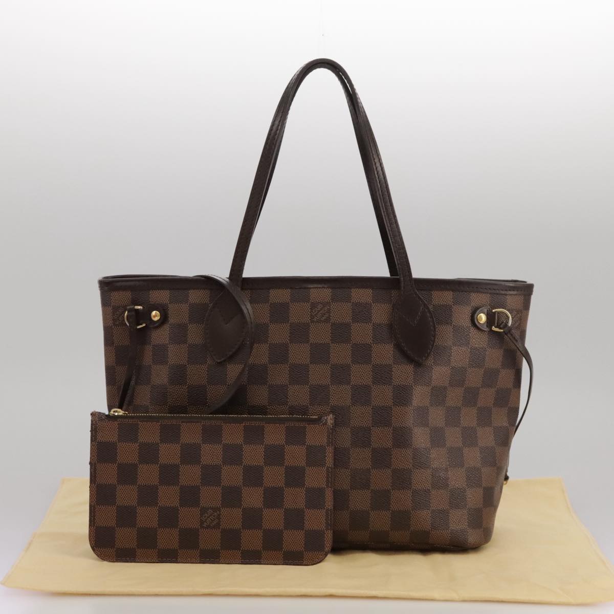 LOUIS VUITTON Damier Ebene Neverfull PM Tote Bag N51109 LV Auth 103236