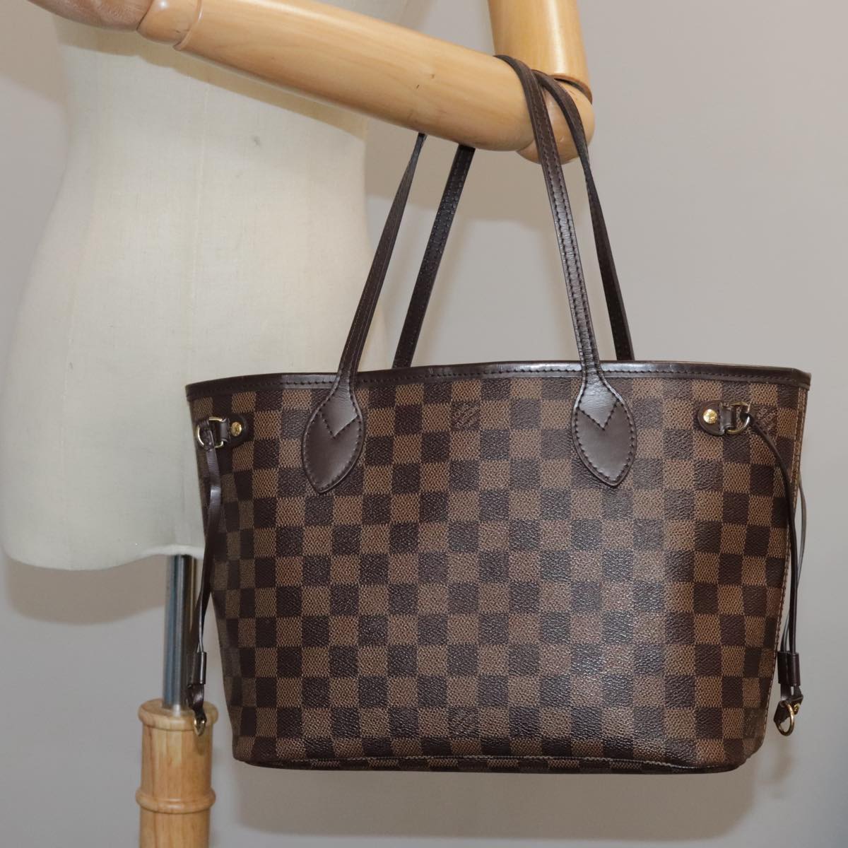 LOUIS VUITTON Damier Ebene Neverfull PM Tote Bag N51109 LV Auth 103236