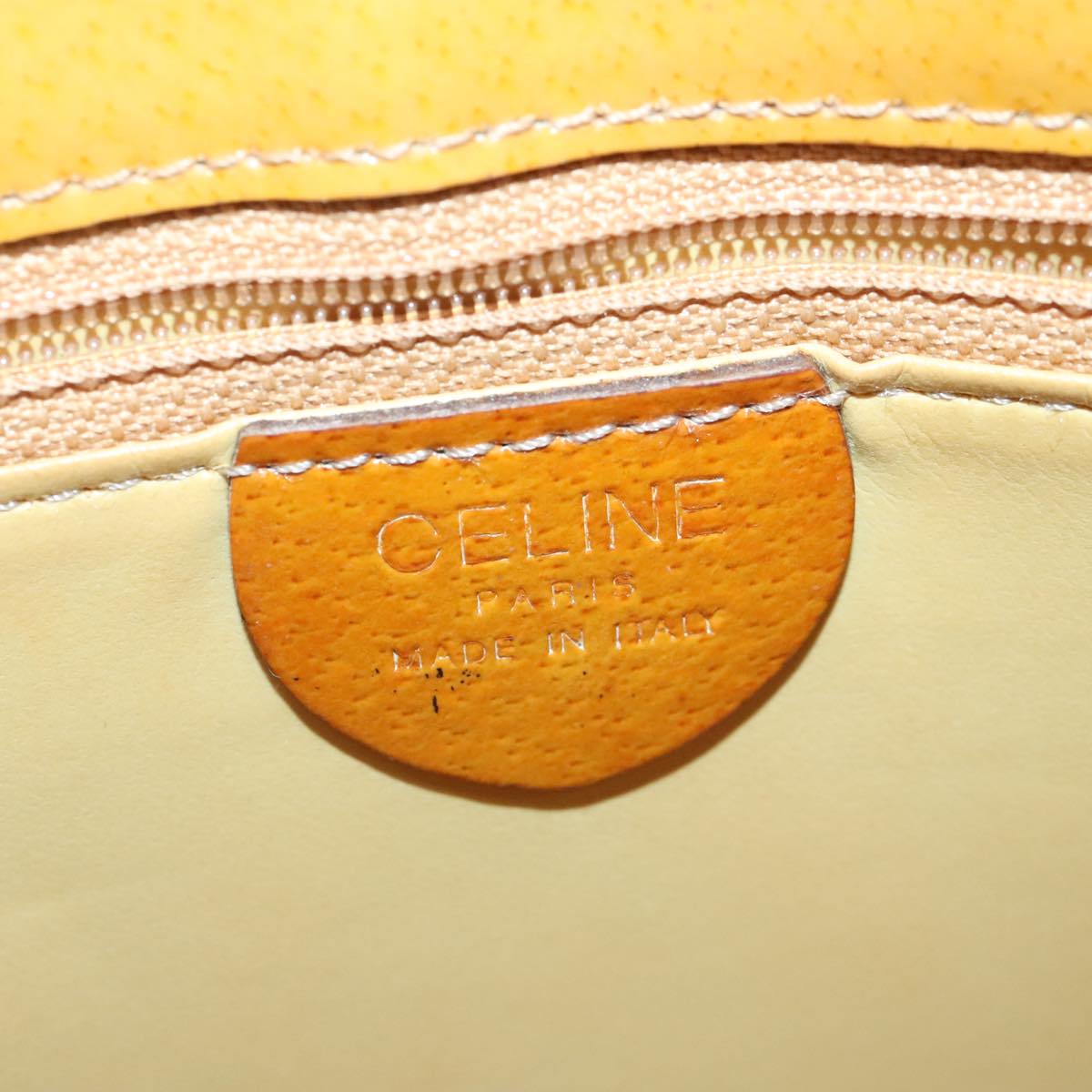 CELINE Shoulder Bag Enamel Beige Gold Auth 103243