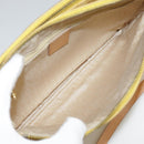 CELINE C Macadam Canvas Shoulder Bag Yellow Auth 103245-11