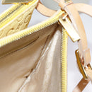 CELINE C Macadam Canvas Shoulder Bag Yellow Auth 103245-19